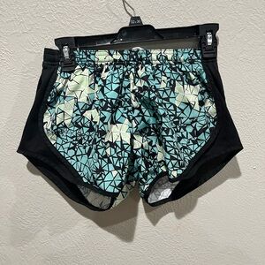 Soffe Black & Teal Mosaic Athletic Shorts Low Rise Size Small EUC